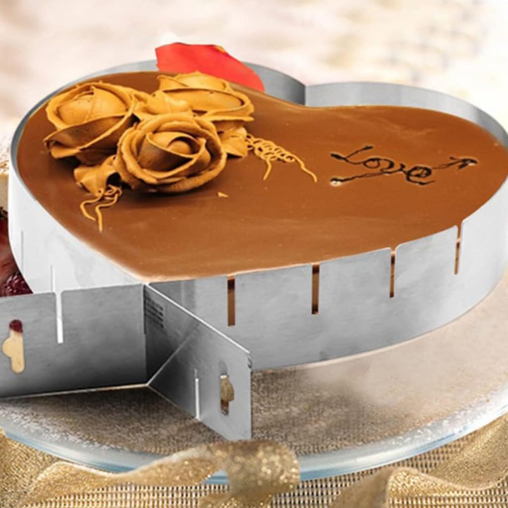 HASTHIP Heart Cookie Cutter, Stainless Steel Adjustable Cake Mold, Heart Shaped Mousse Ring for Baking, Different Size Cake Mould DIY Kitchen Tools HASTHIP Heart Cookie Cutter, Stainless Steel Adjustable Cake Mold, Heart Shaped Mousse Ring for Baking, Different Size Cake Mould DIY Kitchen Tools